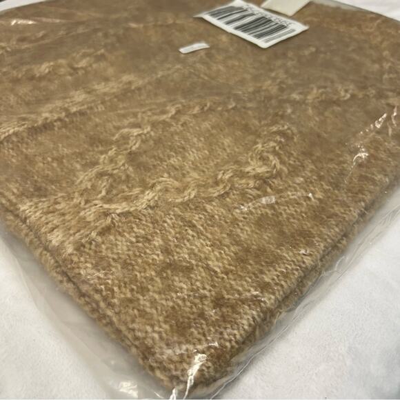 Pottery Barn Diamond Cable Knit Throw 50 x 60 + 2 Pillow Covers 20 Sq. Brown NEW - Picture 7 of 8